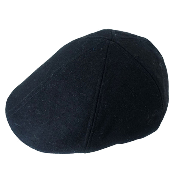Classic Black Flat Cap with Elastic Back