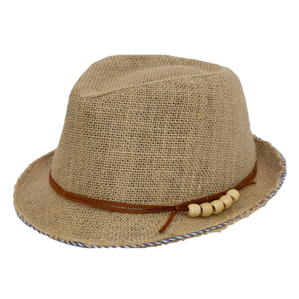 Straw Hat with Double Band and Side Beads