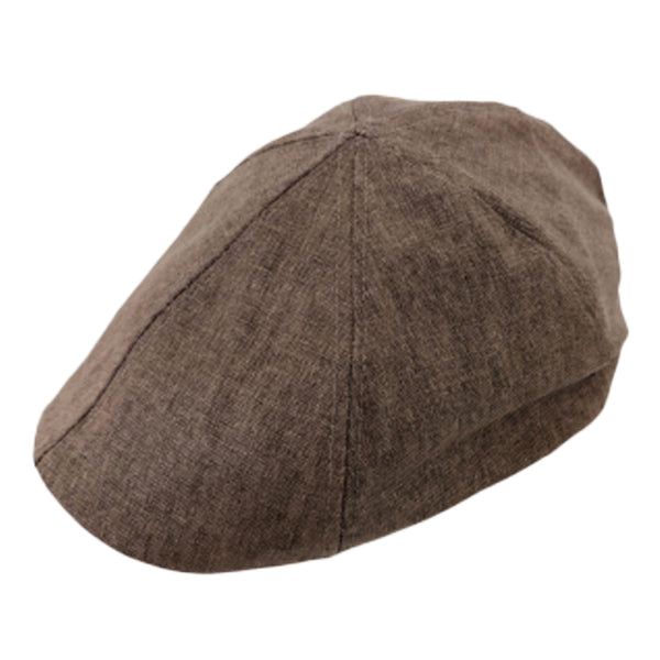 Classic Linen Flat Cap with Elastic Back