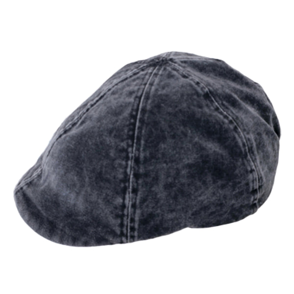 Unisex Black Denim Flat Cap