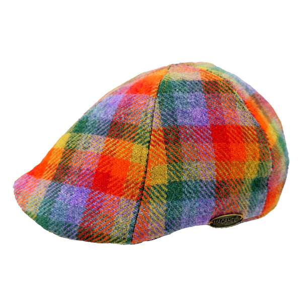 Multi-Plaid Rainbow Flat Cap