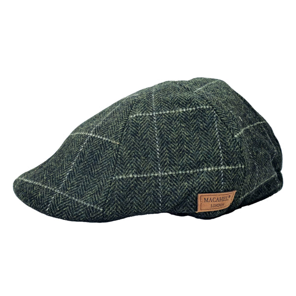 Forest Green Herringbone Flat Cap