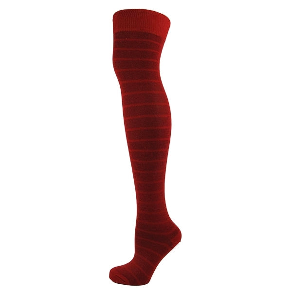 Assorted Plain Stripes Over The Knee Socks