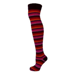 Autumn Colour Rainbow Thin Striped Over The Knee Socks