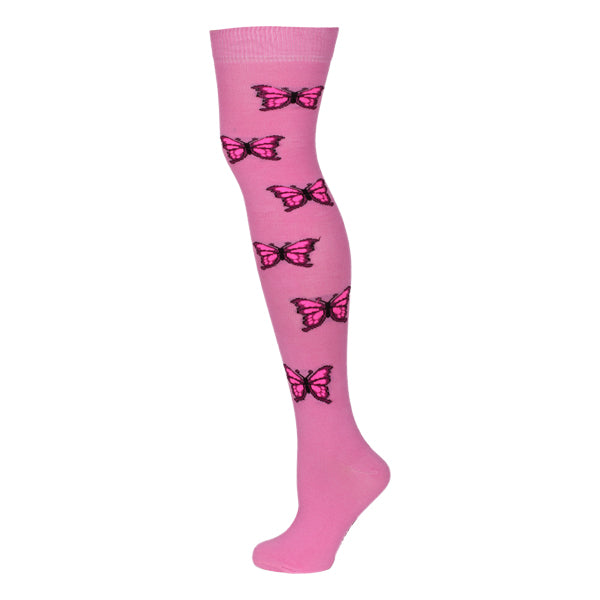 Butterfly Design Assorted Colours Over The Knee Socks