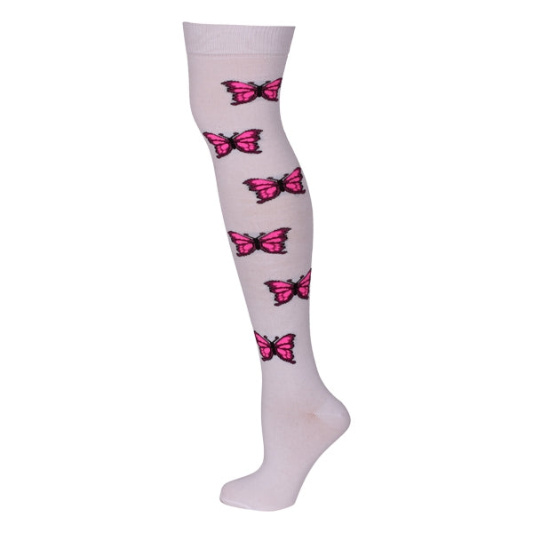 Butterfly Design Assorted Colours Over The Knee Socks