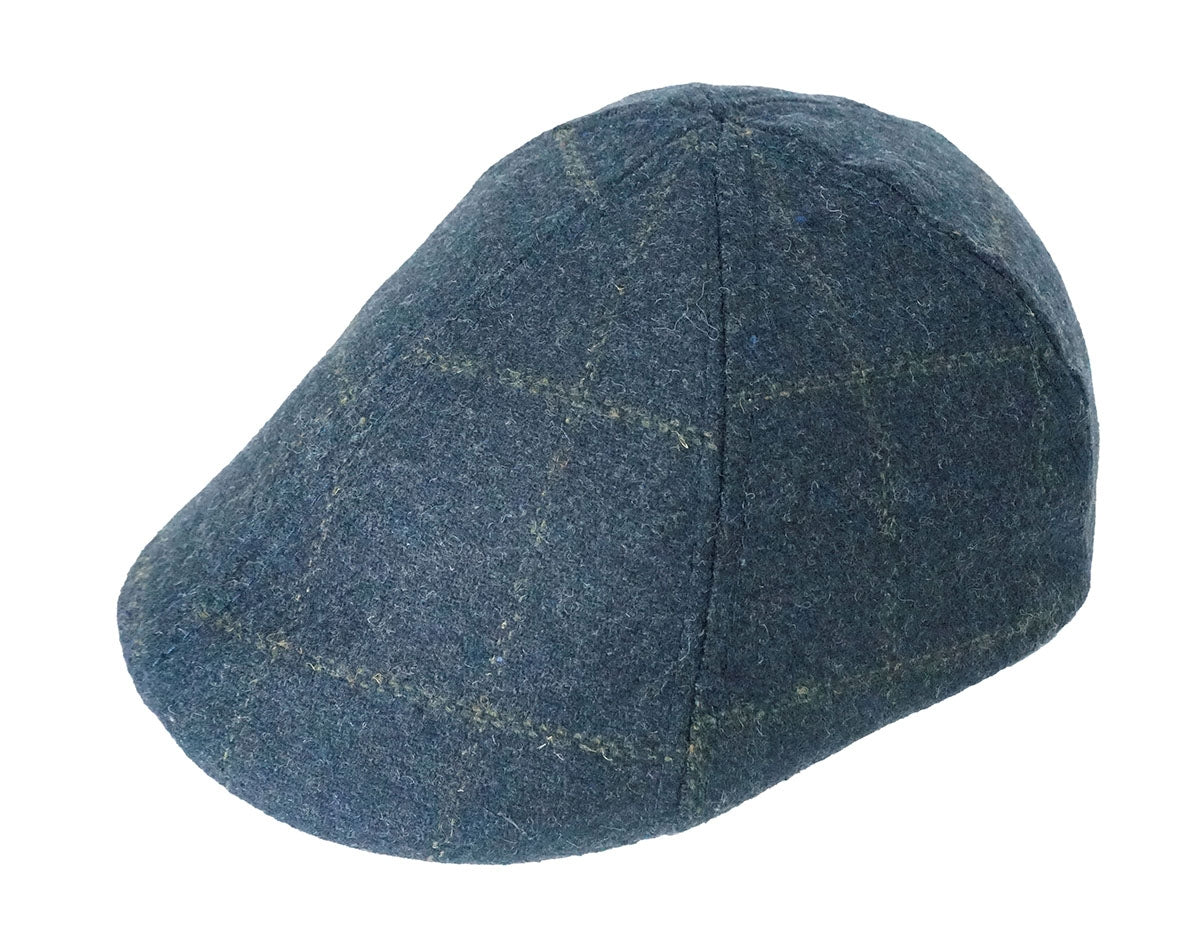 Grey With Green Double Line Six Panel Flat Caps